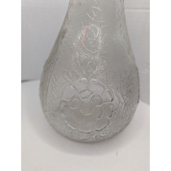 Set of 3 White House Vinegar Glass Crackling & Cabbage Rose Decanter Bottle - Picture 2 of 12